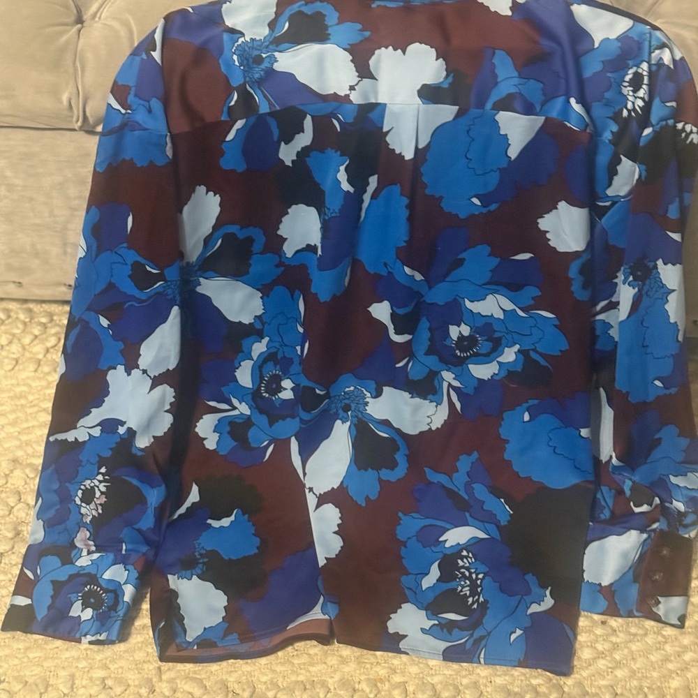 Floral Blue and Black Women's Top